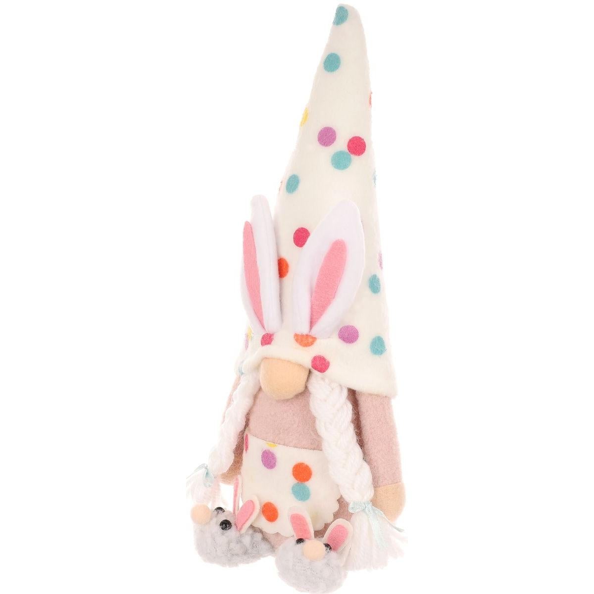 Skrzat gnom dekoracja wiosenna zajączek w groszki Girl 25 cm