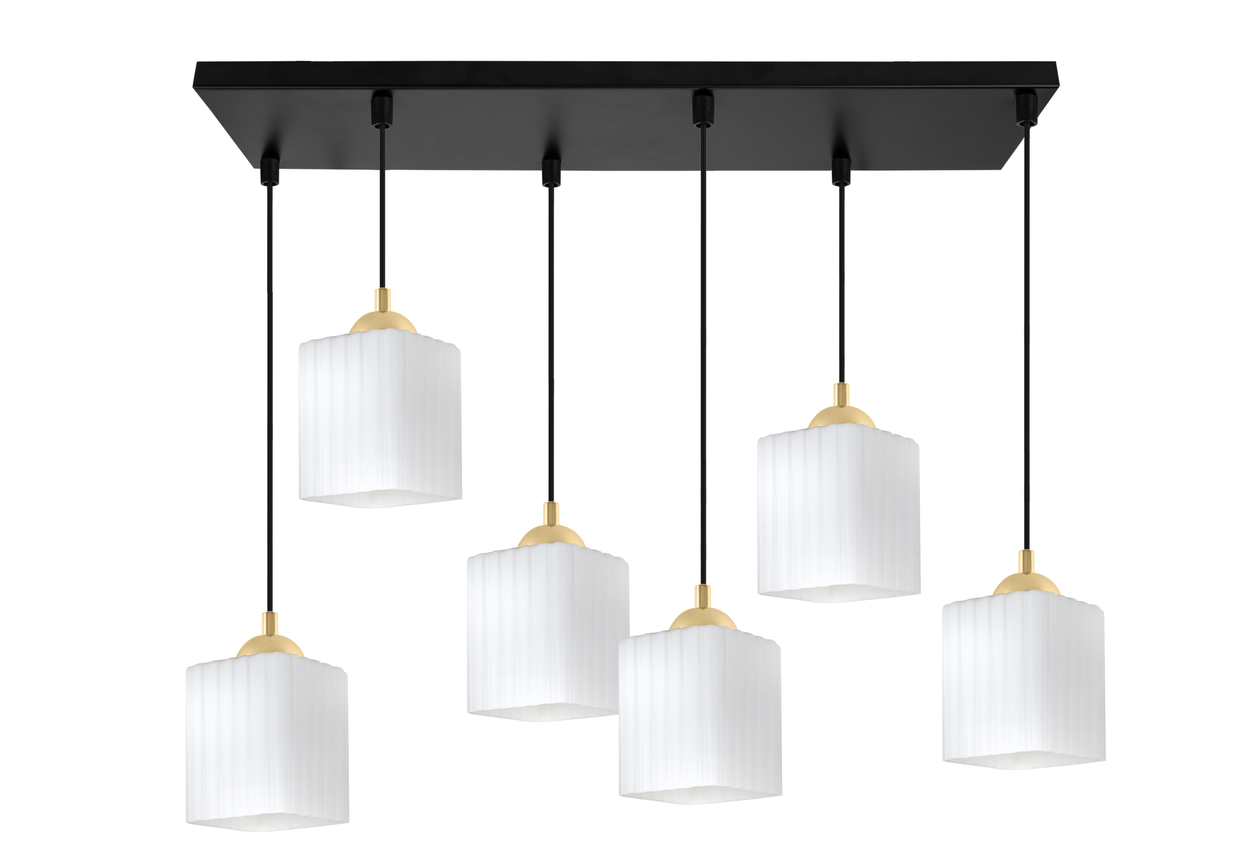 Lampa sufitowa wisząca Riffle loft 6xE27 klosz sześcian biały/złoty Light Home LH