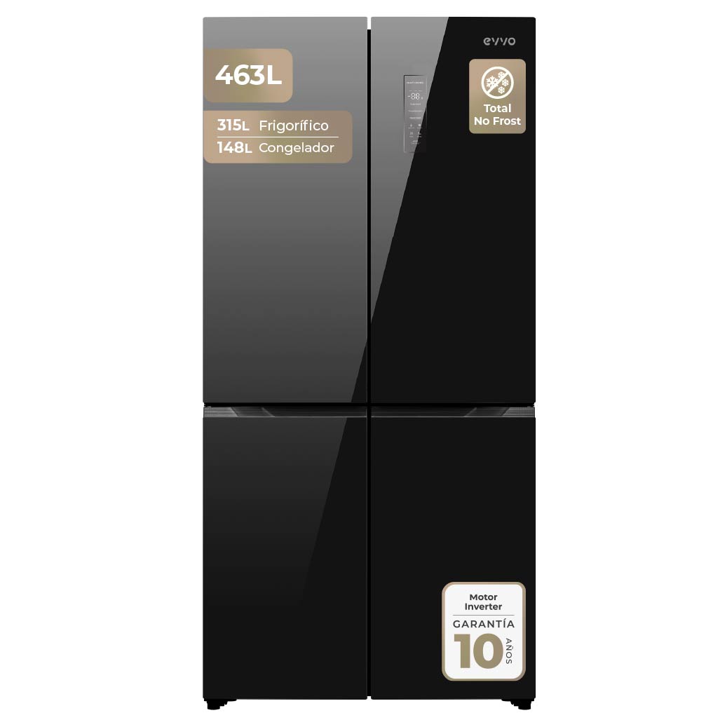 Frigorífico Cuatro Puertas Evvo F80b Total No Frost 180cm 463L E Negro - Imagen 3