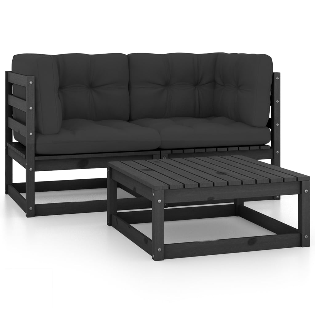 Maison Exclusive - Salon de jardin 3 pcs avec coussins Bois de pin massif - 2