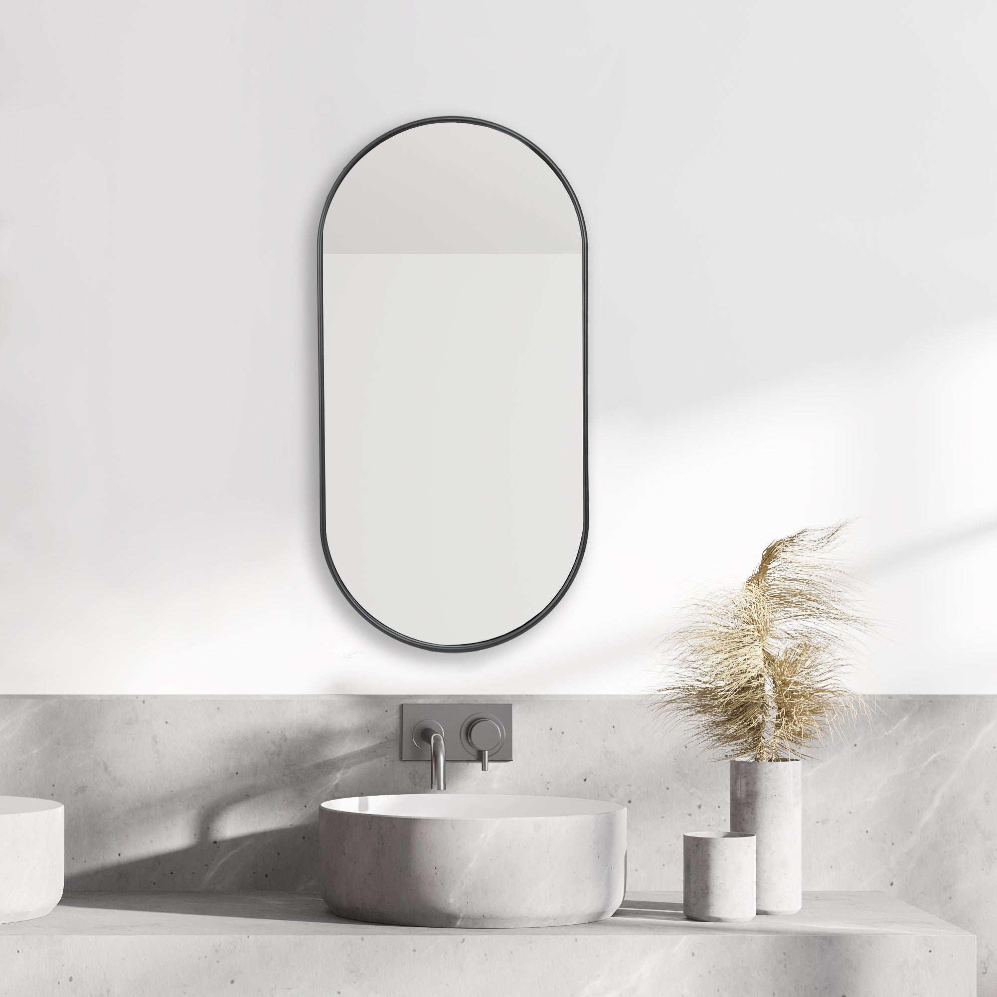 Specchio Ovale Nero 50x76cm Per Bagno: La Cornice Sottile In Acciaio Che Ridà Vita Alle Tue Pareti. Design Moderno E Antiruggine. - 2
