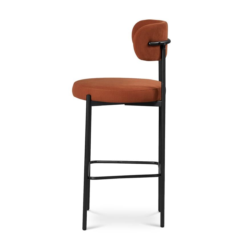 Lot de 2 tabourets de bar modernes IRIS velours côtelé terracotta 75cm - 6