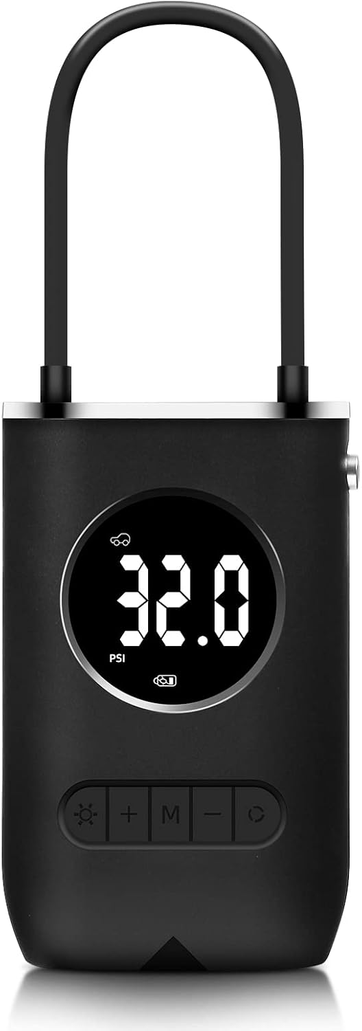 Przenośna bezprzewodowa pompka do opon, kompresor powietrza do opon 150 PSI z możliwością ładowania, pompa z automatycznym wyłączaniem, diodami LED i