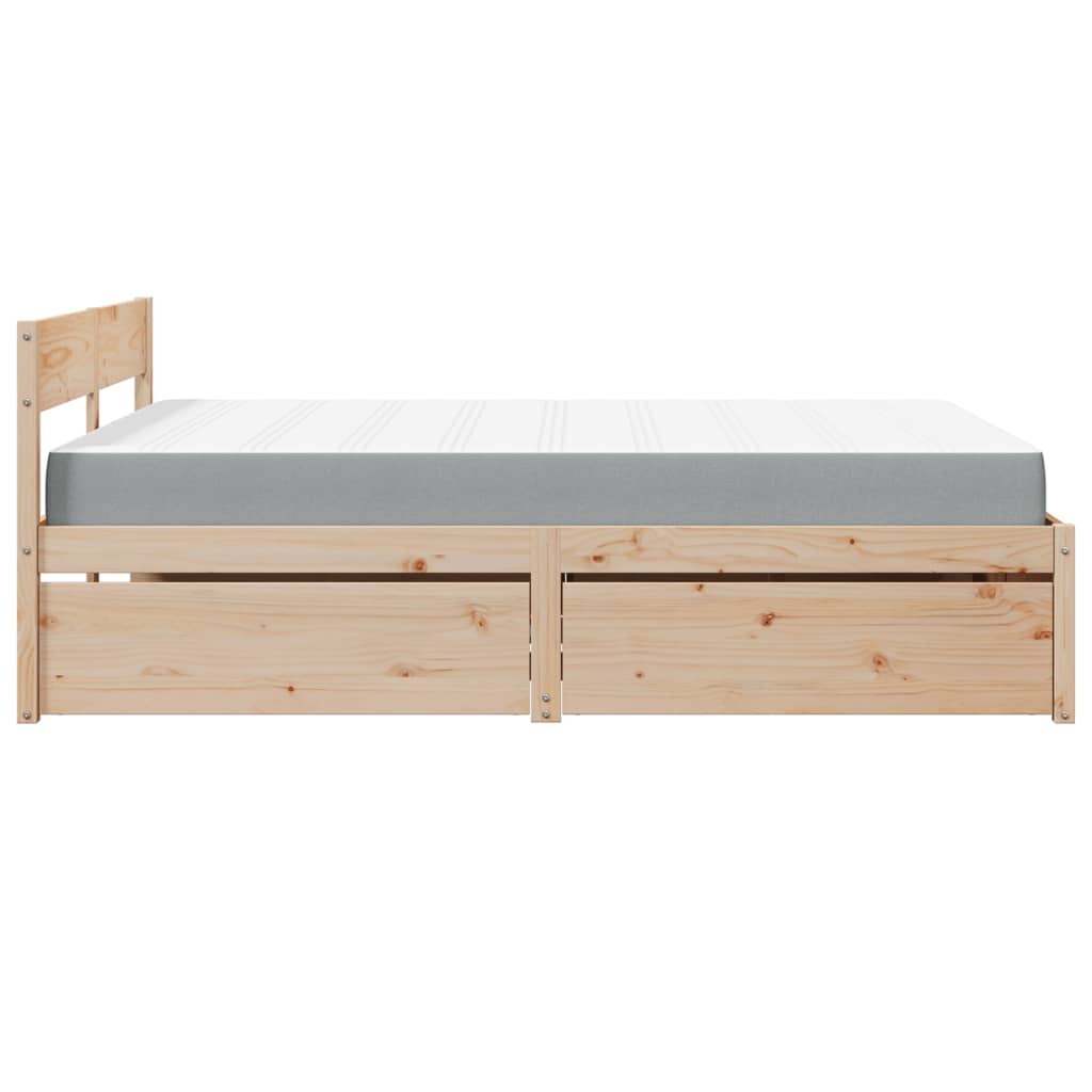 Lit avec tiroirs et matelas 140 x 200 cm bois massif de pin - 5