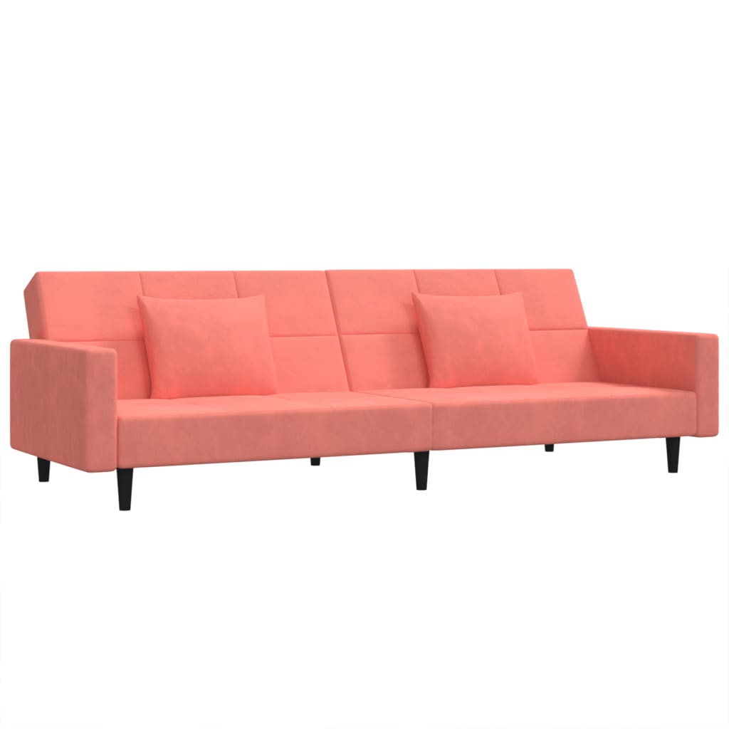 Sofá cama de 2 plazas moderno | cama para adulto con dos almohadas terciopelo rosa cfw87897