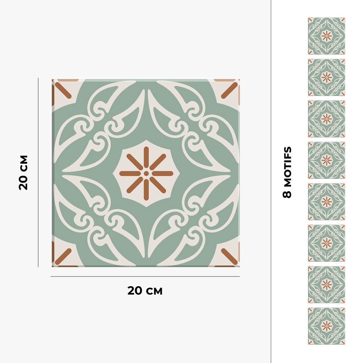 8 carreaux adhésifs 20x20cm Alice / Carreaux de ciment provençaux / bleu / pour douche, murs, sol, cuisine, salle de bain… - 4