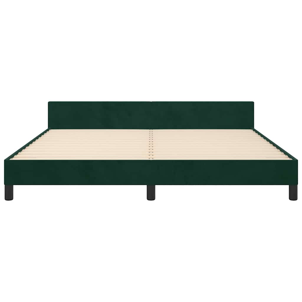 Cadre de lit sans matelas vert foncé 160 x 200 cm velours - 6