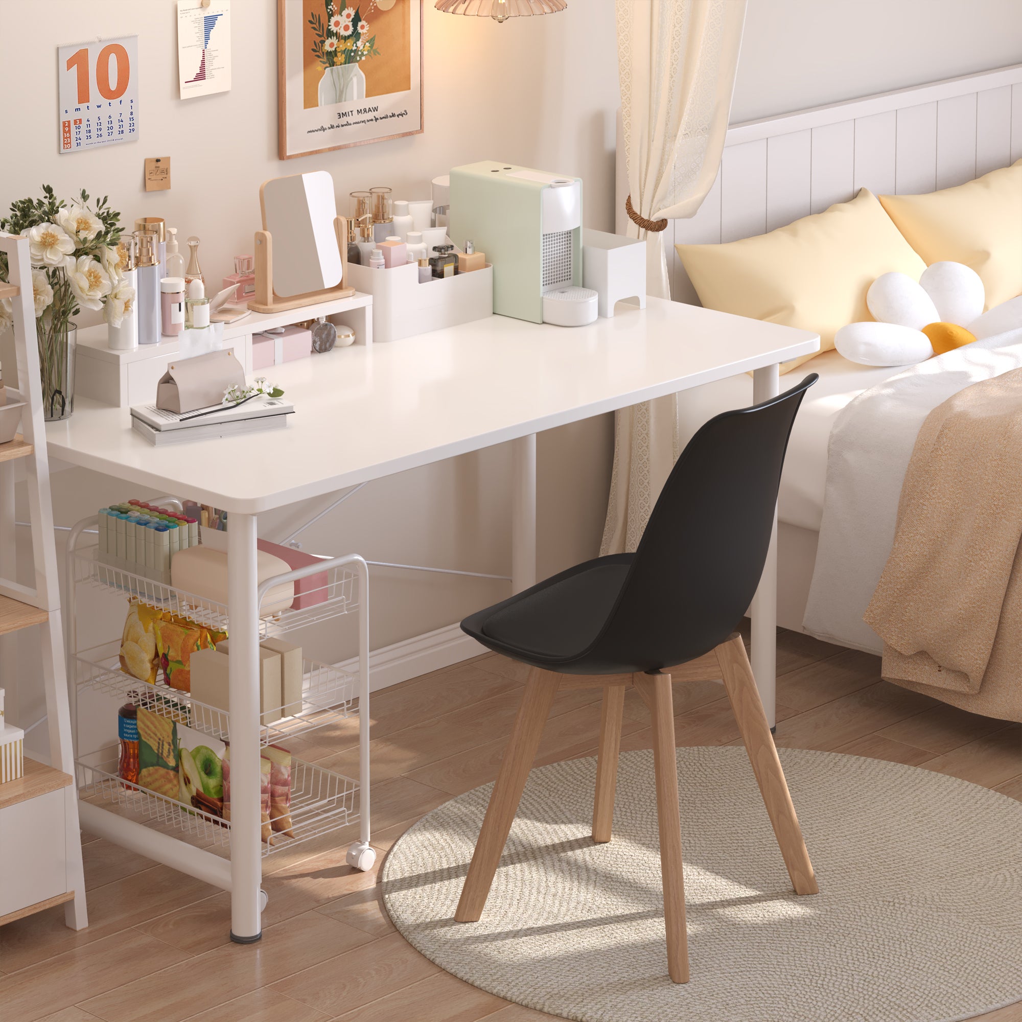 Chaise de cuisine 4 places noire,design scandinave moderne,dossier ergonomique,pieds en bois massif,assise rembourrée imperméable - 7
