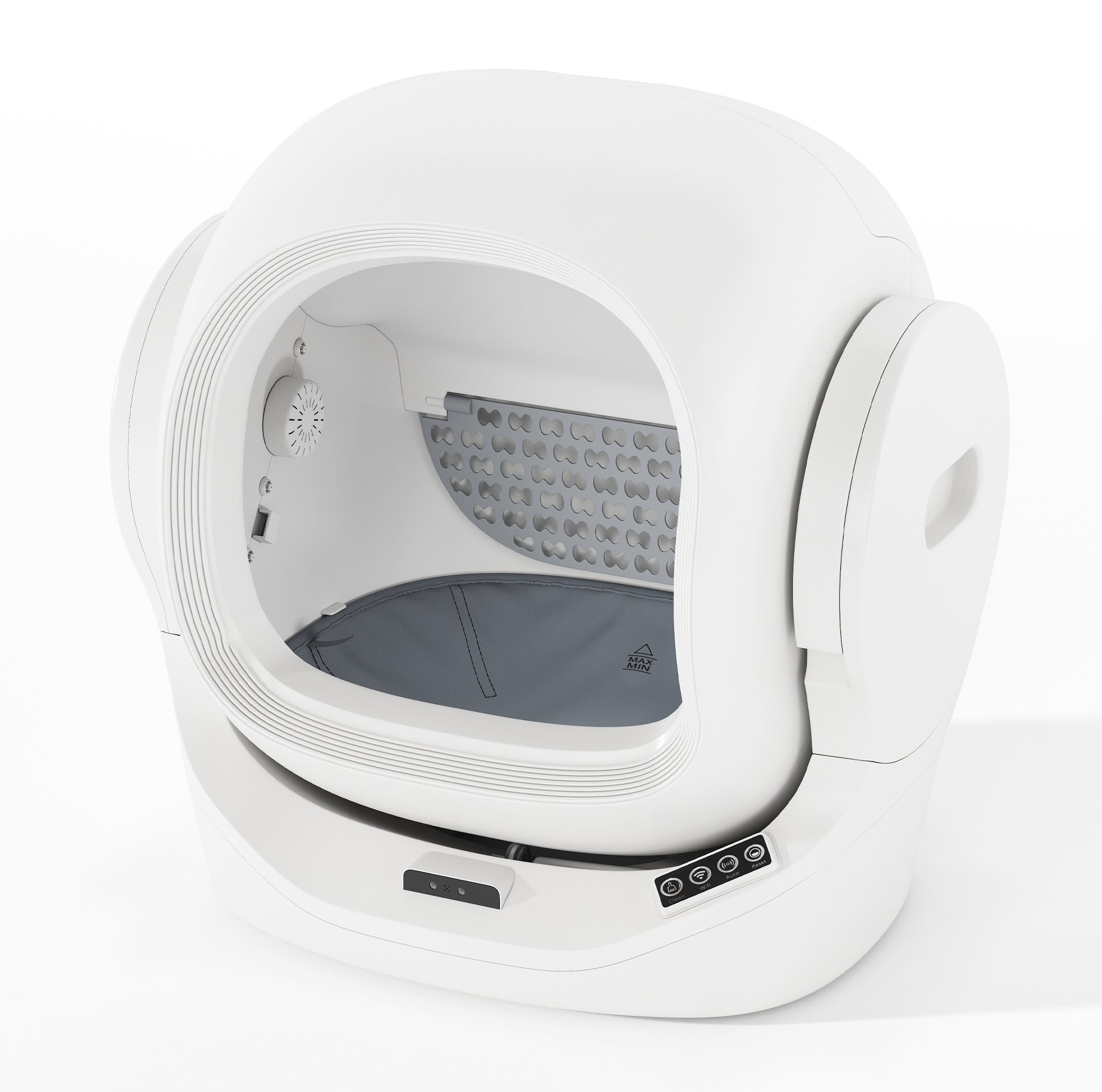 Caixa de areia automática para gato 51.5x45.5x56.5 cm autolimpante, controlo por aplicação ABS e PC branco - 4