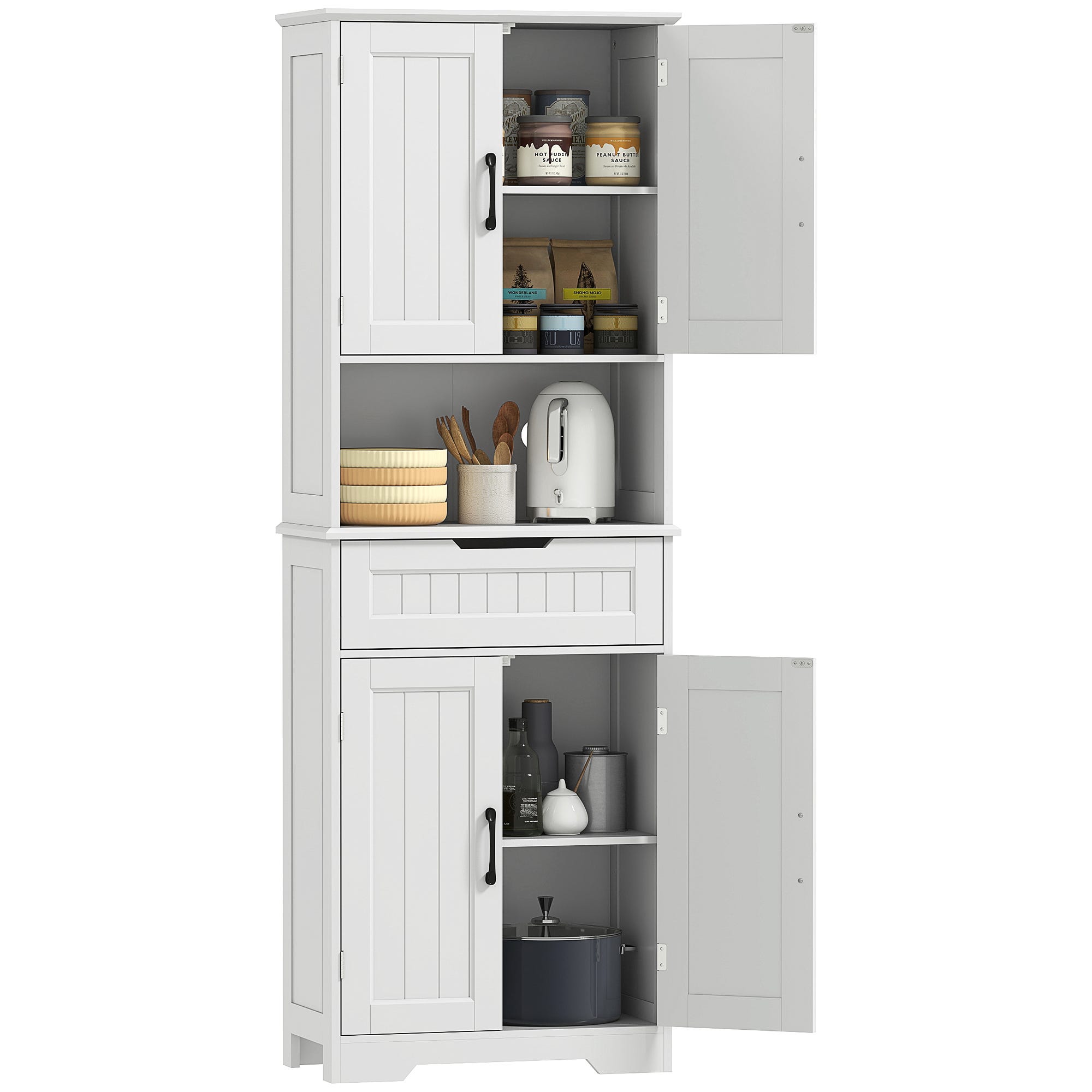 Buffet de cuisine haut, meuble de rangement avec gestion des câbles et ...