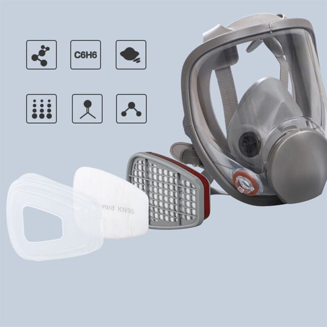 6800 Masque respiratoire complet réutilisable pour la peinture, le polissage et le soudage, masque anti poussiere, 2 types de connecteurs - 4