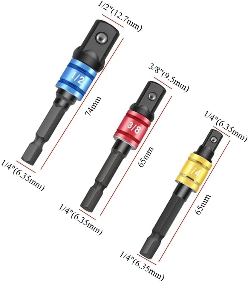 Set Da 6 Adattatori Per Chiavi A Bussola – Passaggio Dimensioni Rapido E Sicuro Per Aria Compressa!