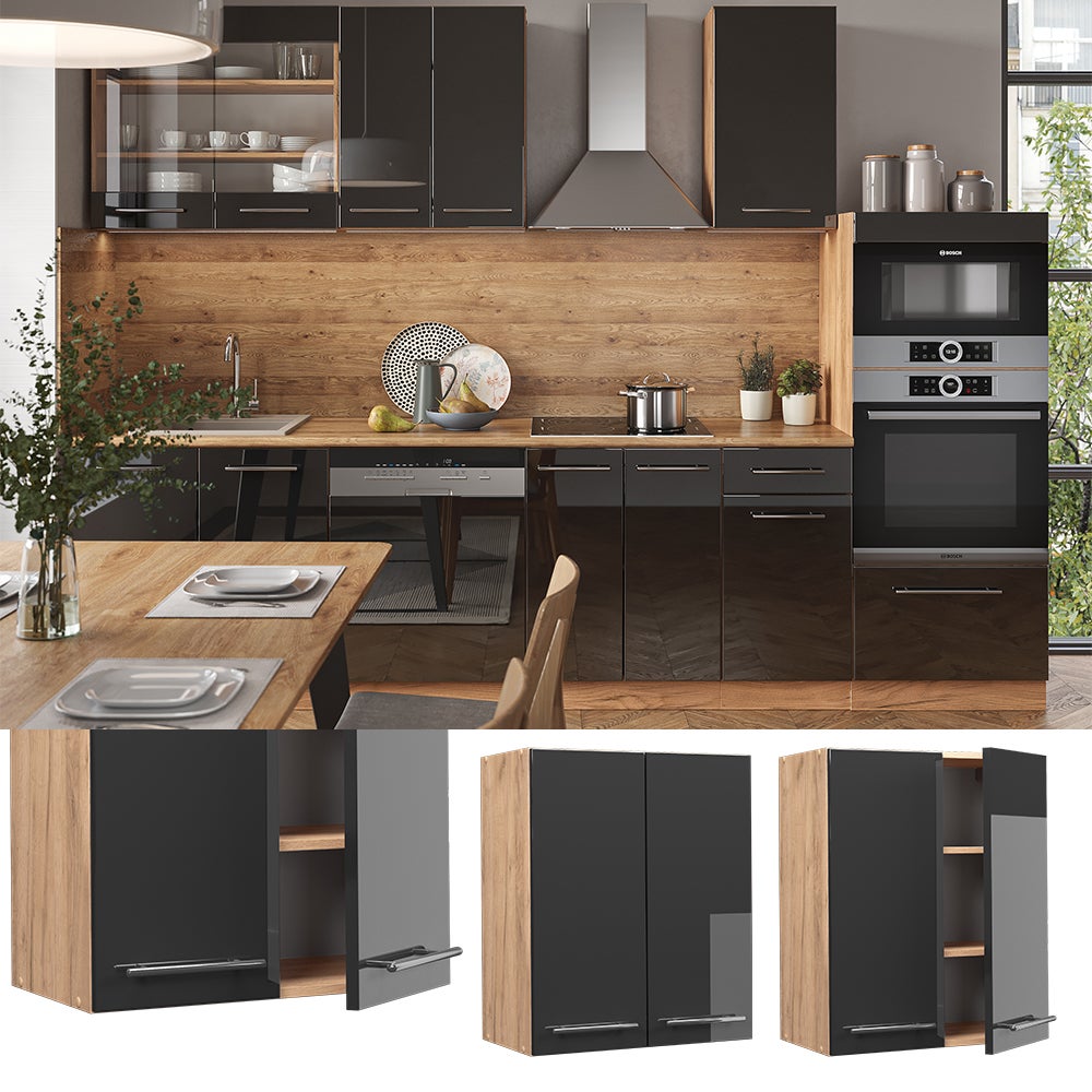 Vicco Elément haut de cuisine Fame-Line, Anthracite Haute brillance, 60cm - 2