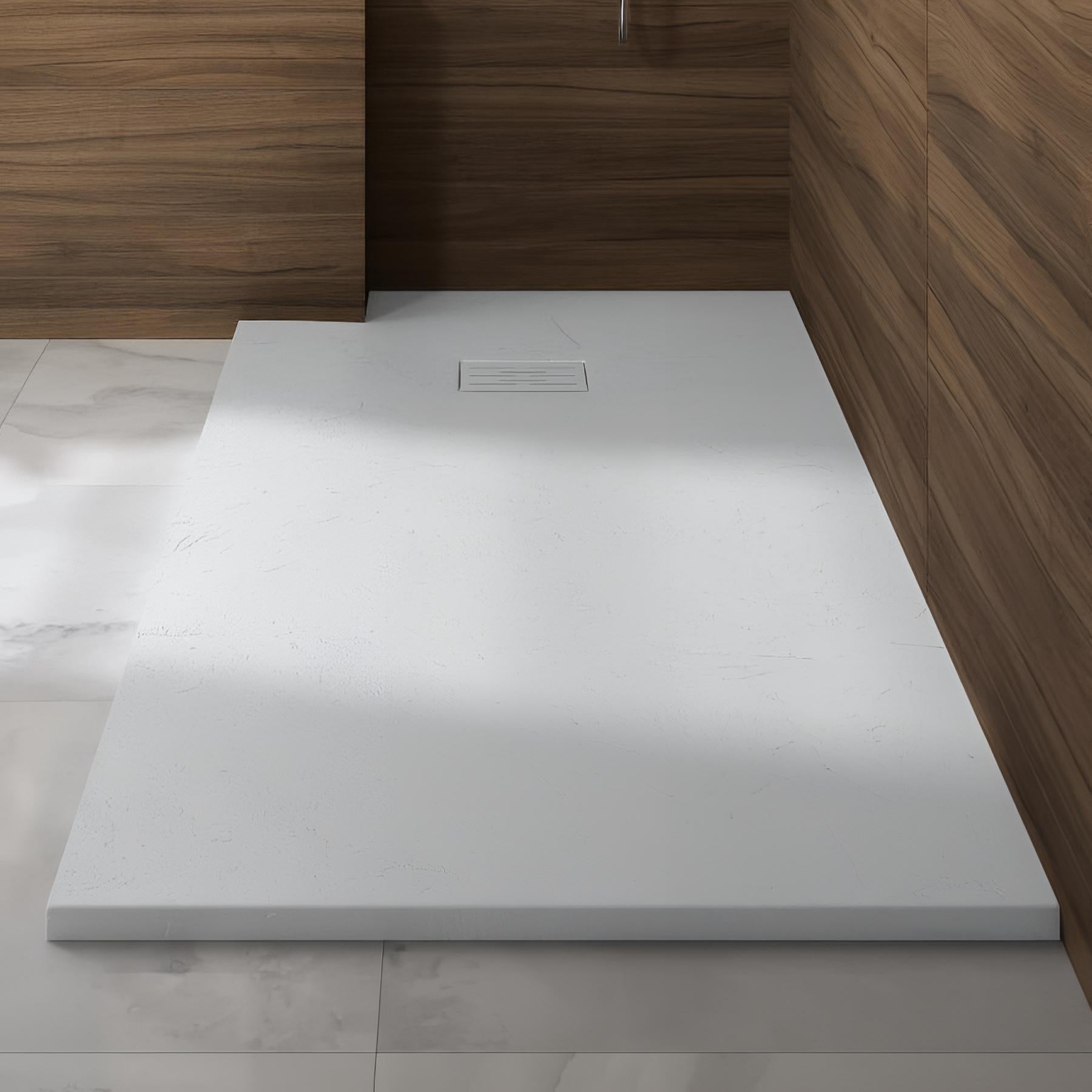 Receveur De Douche Extra-plat Blanc - 140x80x4 Cm, Antidérapant PN6 Ou PN24 - Fabriqué En France, Bonde Incluse