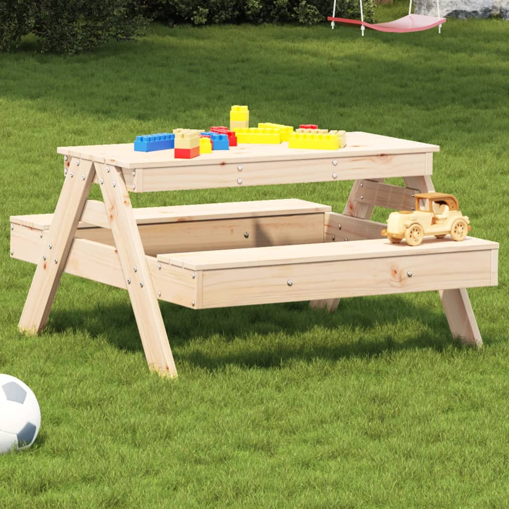 Mesa de picnic infantil 88x97x52cm madera maciza de pino
