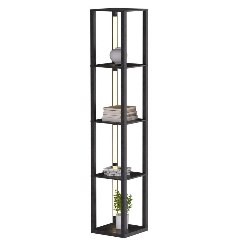 Kwadratowa lampa podłogowa z 4-poziomową półką 220V, lampa w stylu skandynawskim