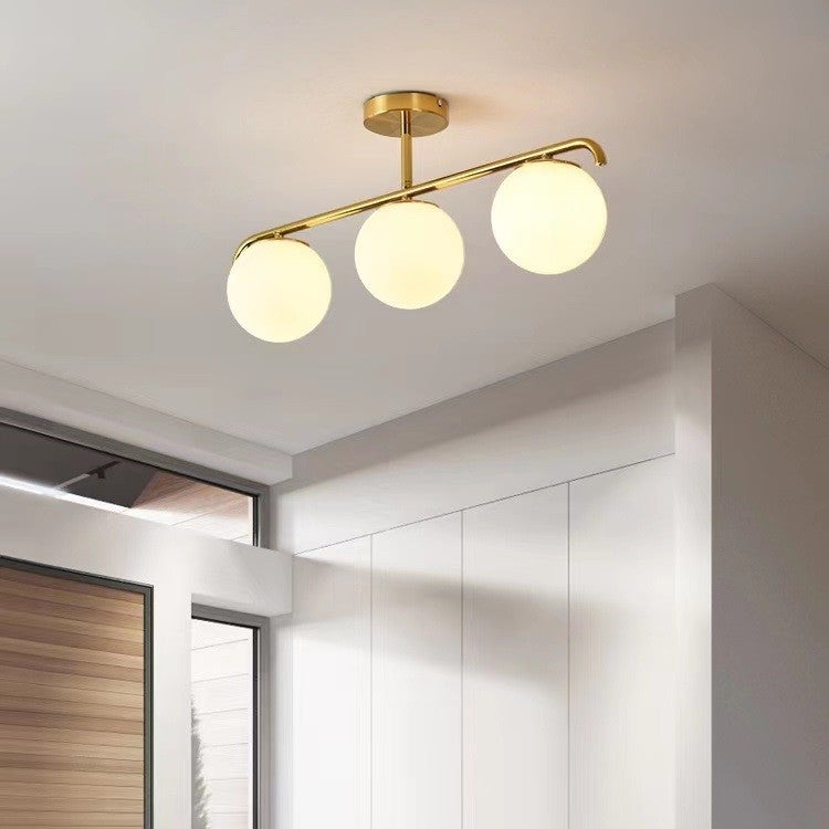 Lampada da soffitto tripla sfera di cristallo 