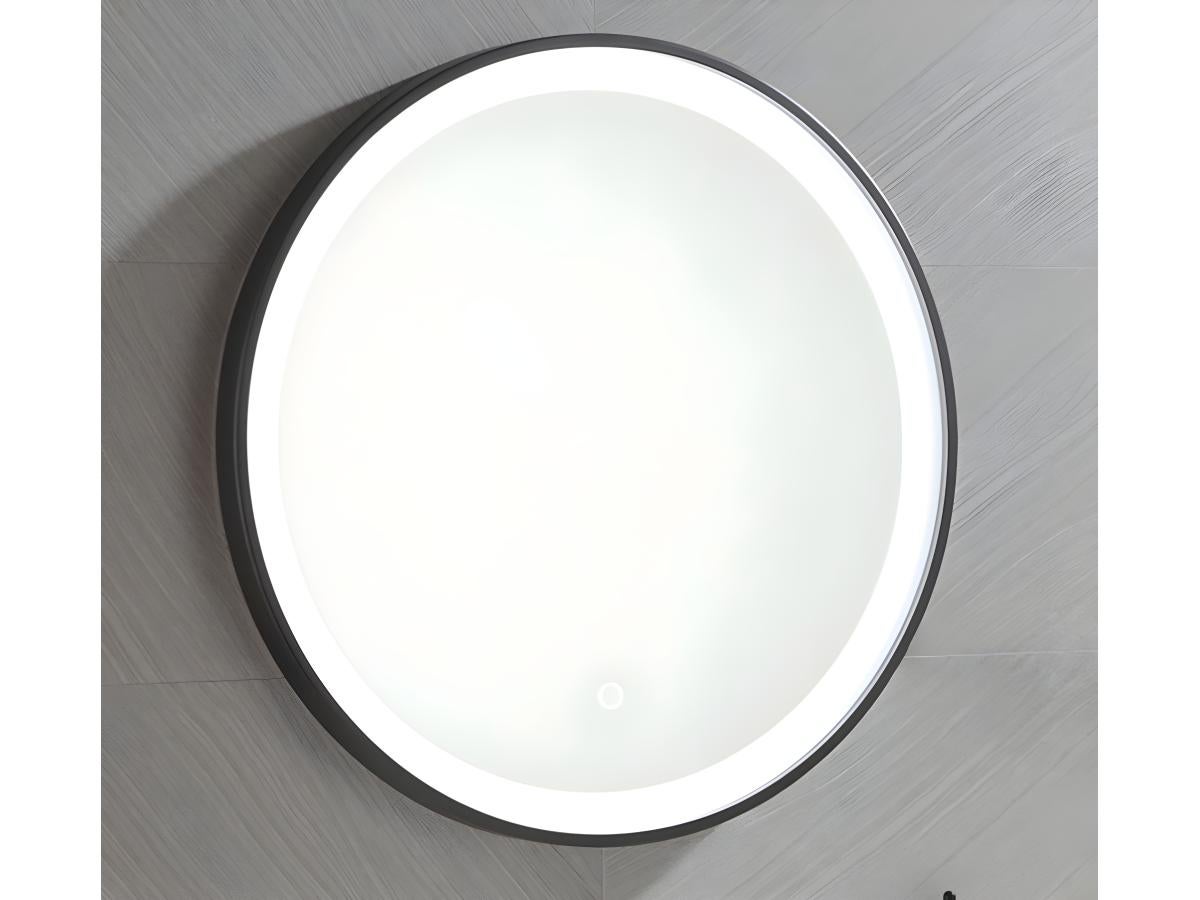 Miroir de salle de bain lumineux rond noir à Leds - D. 60 cm - NUMEA - 7