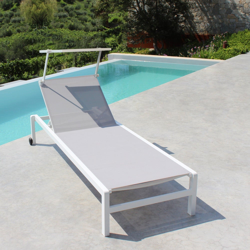 Set Di 2 Lettini Prendisole Pieghevoli Con Tettuccio - Hawaii Bianco Per Spiaggia E Giardino - Foto 3