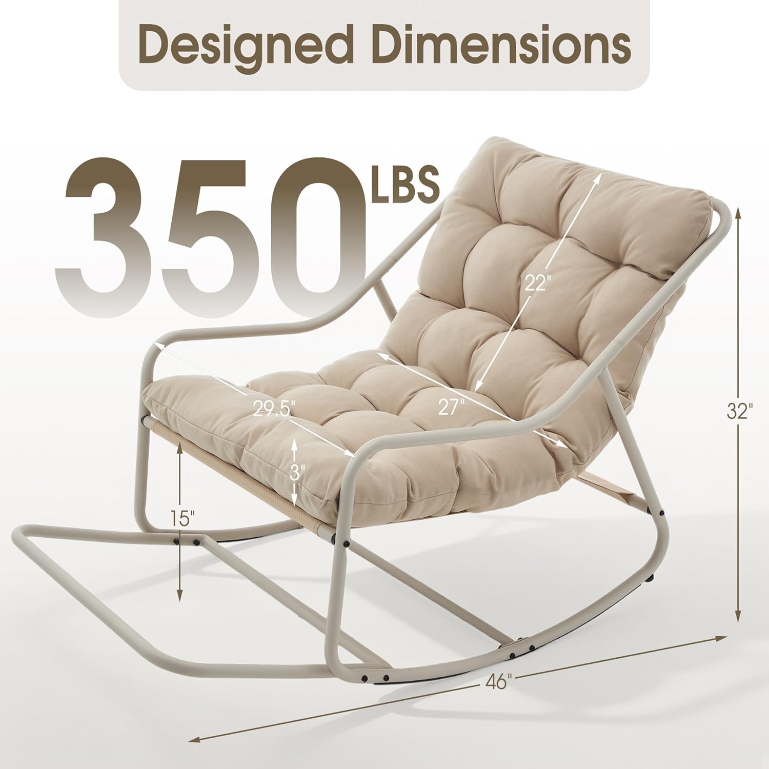 Rocking Chair Relax à Bascule avec Repose-Pieds, Coussin coton Doux, Structure Acier Durable, Parfait pour Salon, Chambre ou Terrasse - 2