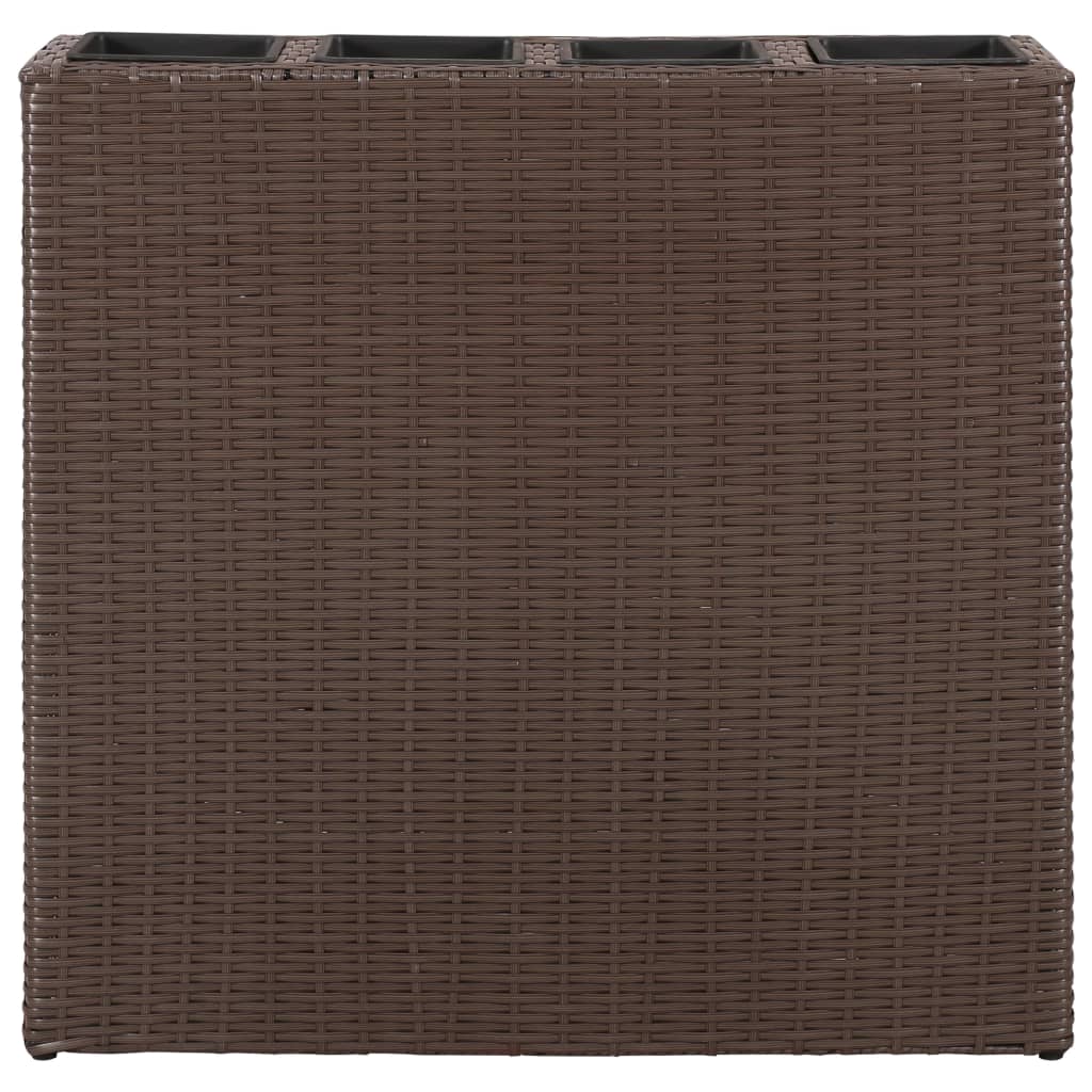Jardinière，Pot de Fleurs avec 4 pots Résine tressée Marron344355 - 3