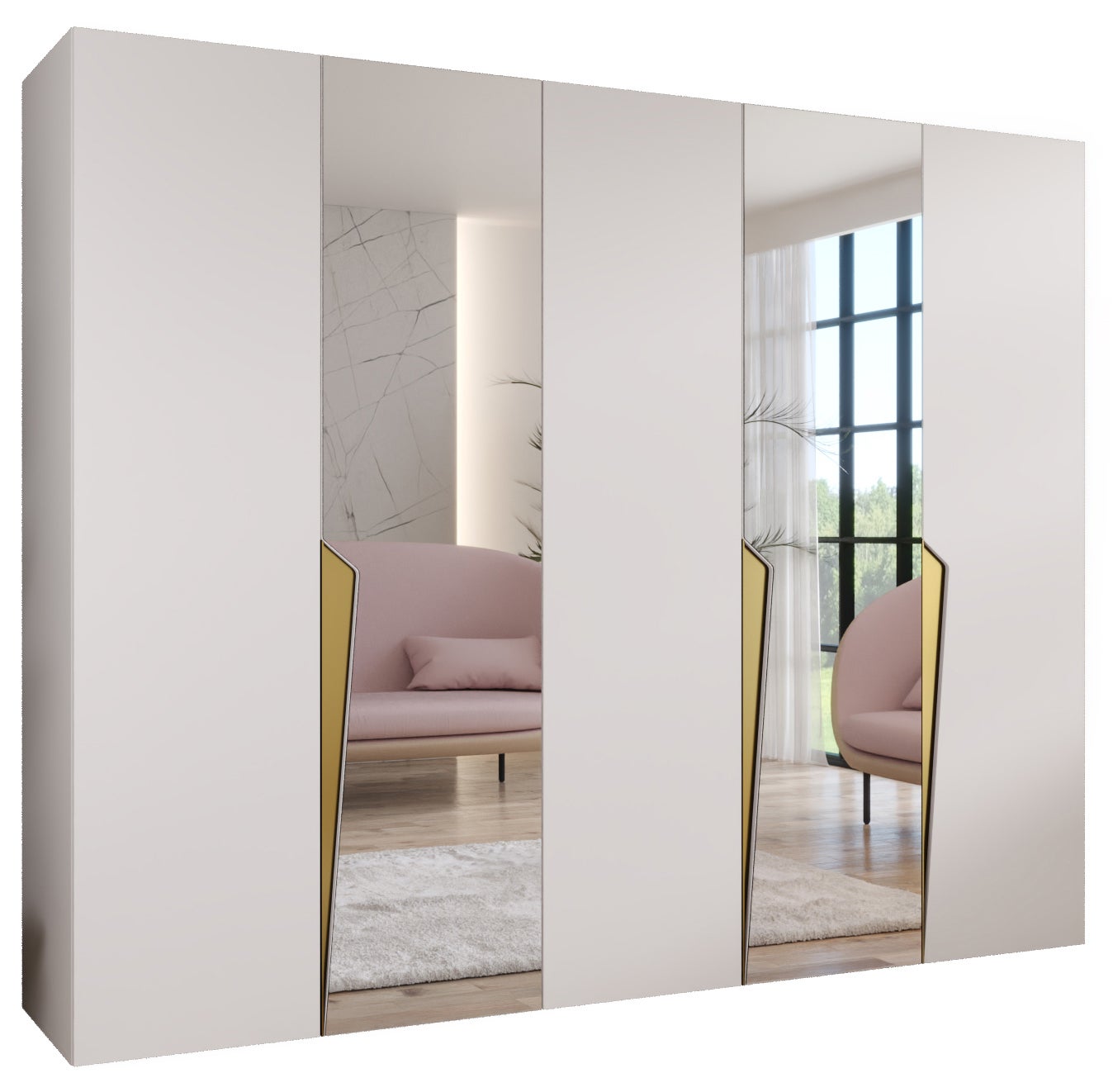 Szafa uchylna otwierana Piano 2 250 x 52 x 202 cm biały + u. Złoty Abiks Meble