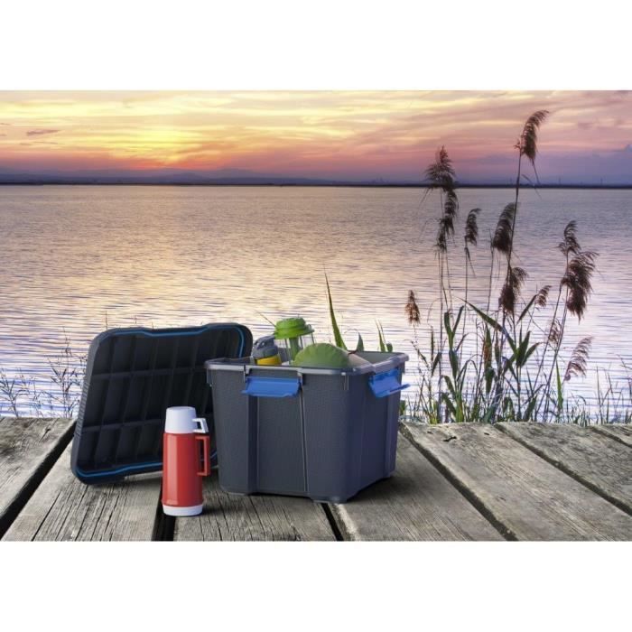 Scuba Box M Keter 49.5x39x34cm - Scatola Plastica Ermetica Con Ruote, Nero/Azzurro