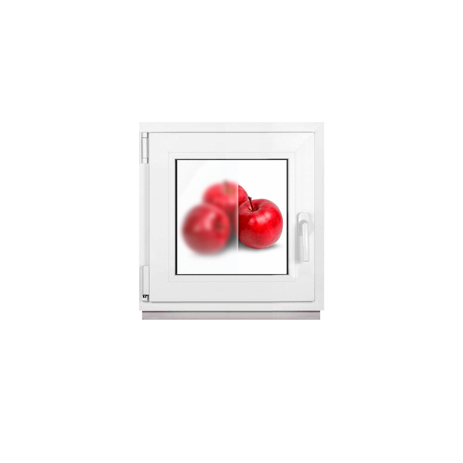 Ventana pvc blanca 60 x 60 cm (600 x 600 mm), para sótano, doble acristalamiento, oscilobatiente, apertura a la izquierda