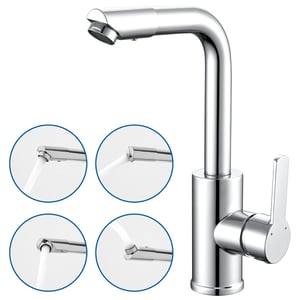 Auralum MAX Robinet de Lavabo avec Bec Pivotant,Robinet de Salle de Bain Rotation à 360°,Mitigeur Lavabo Monocommande d'Eau Chaude/Froide,Chromé