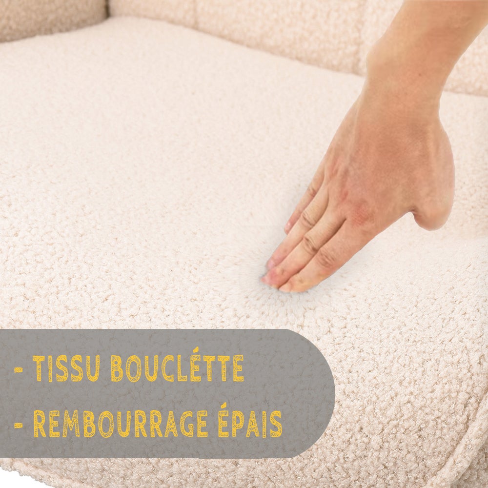 Fauteuil à Bascule, d'allaitement, de Salon, avec Structure en métal et Base en Bois, maximale : 150 kg, Tissu en Peluche, Beige, 75 x 68 x 92 cm - 4