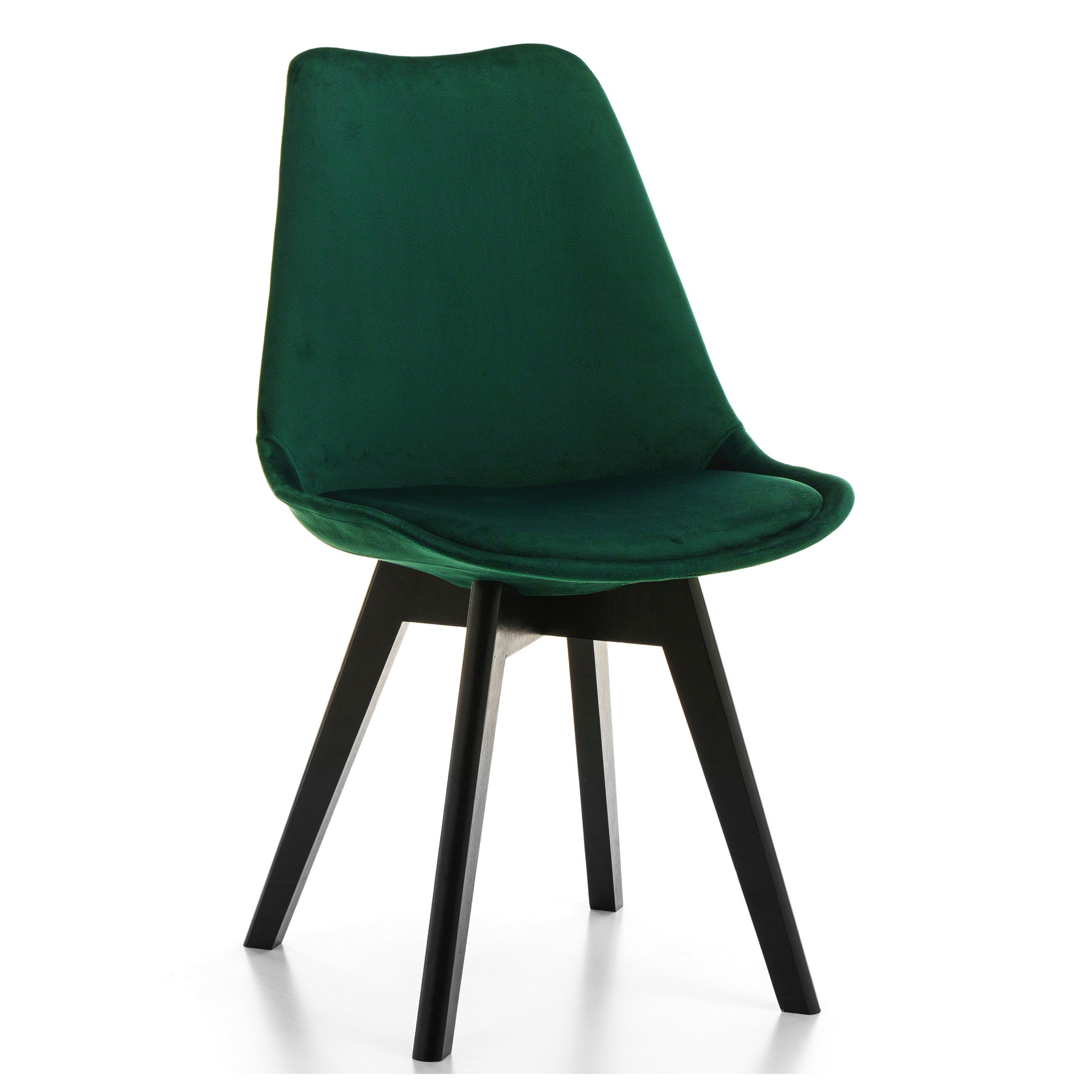 Krzesło skandynawskie z poduszką DUBLIN zielony welur czarne nogi