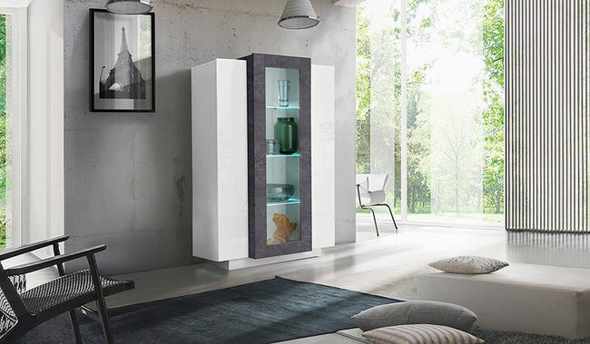 Credenza Paolo, Madia da cucina 3 ante e 3 cassetti, Buffet da soggiorno, 100% Made in Italy, cm 160x40h82, Bianco lucido e Ardesia | Leroy Merlin Credenza Paolo, Madia da cucina 3 ante e 3 cassetti, Buffet da soggiorno, 100% Made in Italy, cm 160x40h82, Bianco lucido e Ardesia | Leroy Merlin
