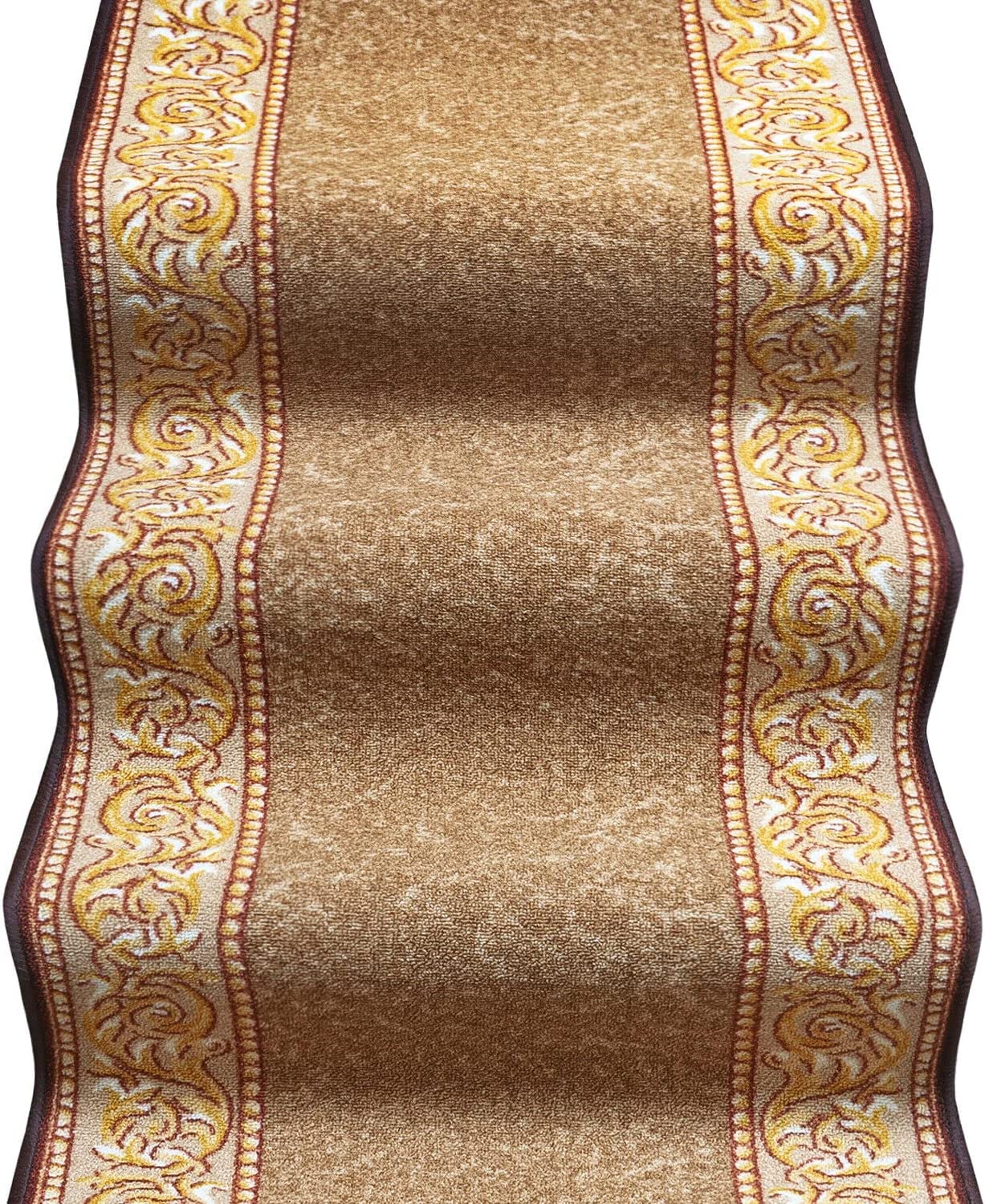 Camino de escalera 67x300 cm alfombra bordeada corredor entrada pasillo cocina peldaños estilo barroco marrón