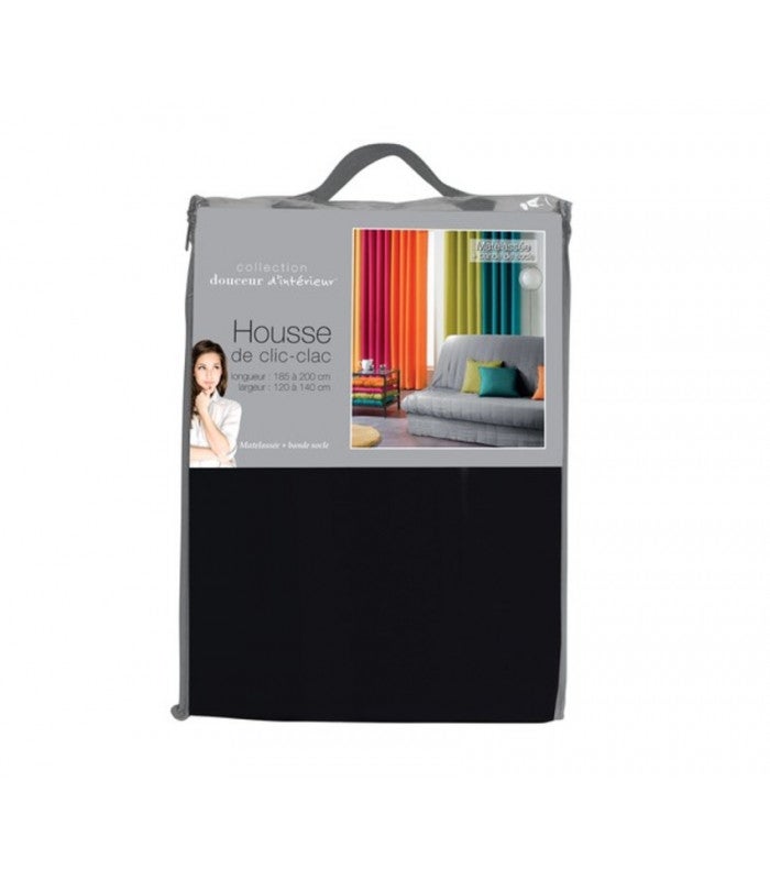 Housse de clic-clac matelassée - Noir - 140x200 cm - Polyester - 2