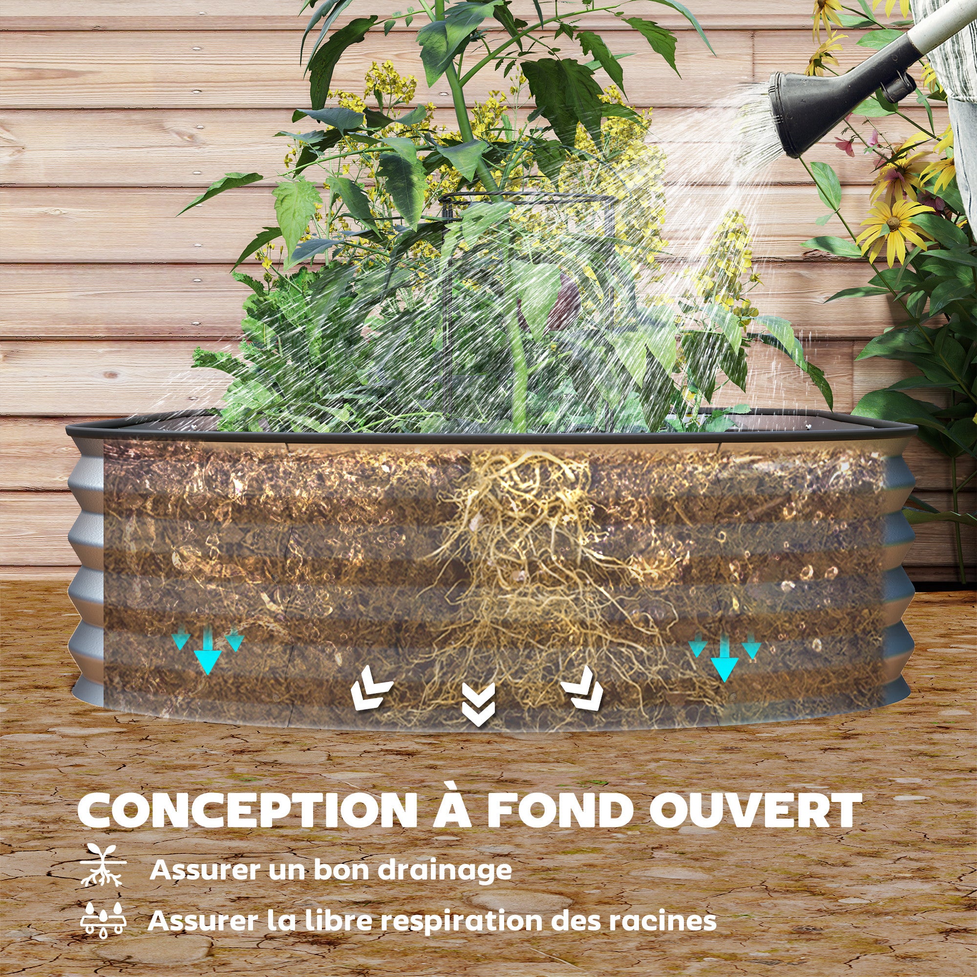 Jardinière surélevée acier galvanisé Outsunny - 6