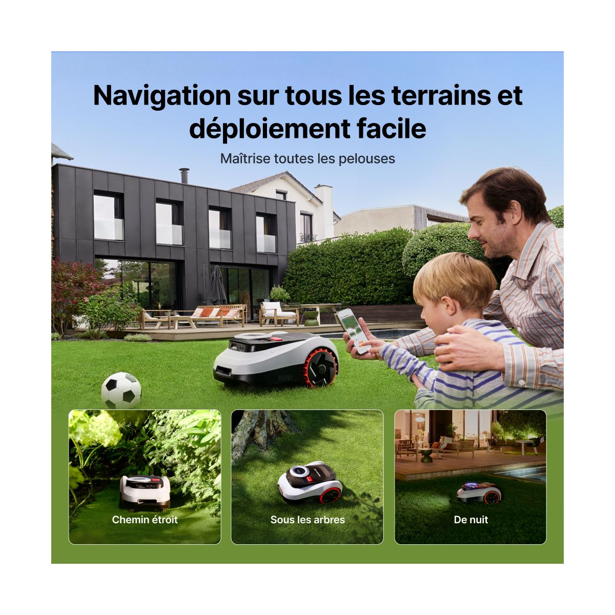 Robot tondeuse NAVIMOW i210 LiDAR - sans fil périphérique ni antenne, Pentes 45%, Cartographie auto, caméra, LiDAR, 1000m² - 6