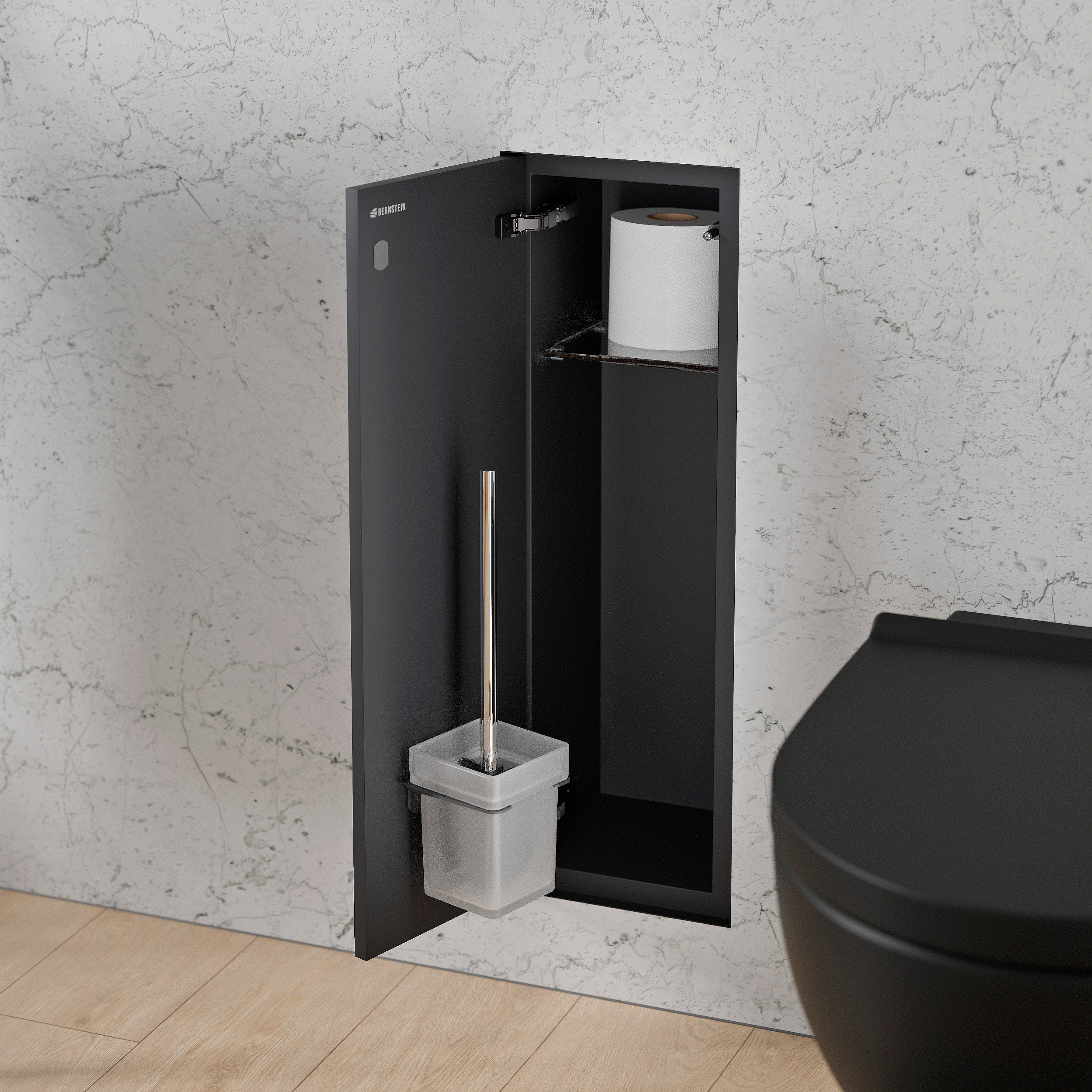 BERNSTEIN - Modulo nicchia da piastrellare WC incasso inox 16x16x58 (LxPxH) porta scopino + 1 ripiano, cerniera a destra - RIA - 2