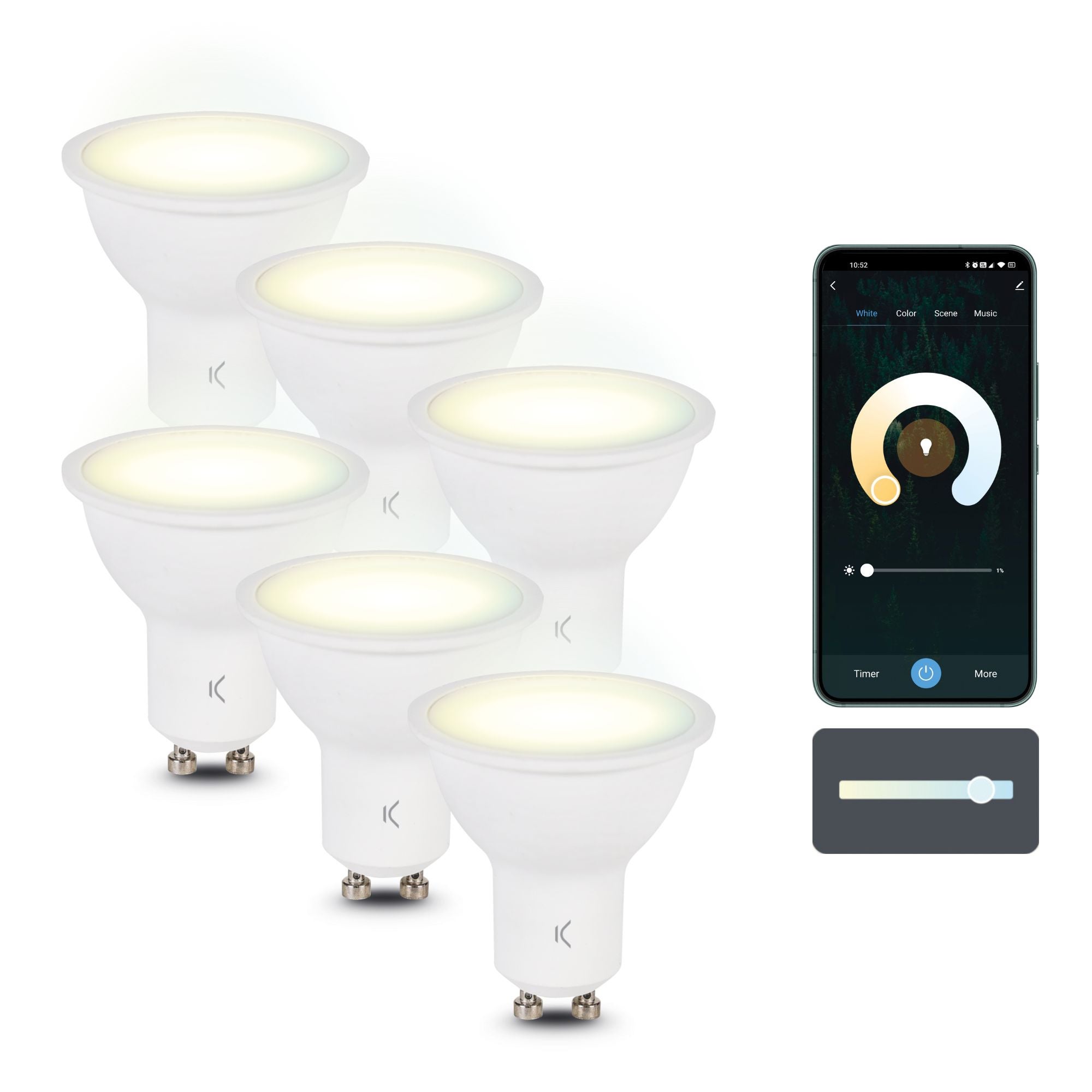 Lampadina LED GU10 5W, Equivalente 50W Alogena, 400Lm, Bianco Caldo 2700K, Non D