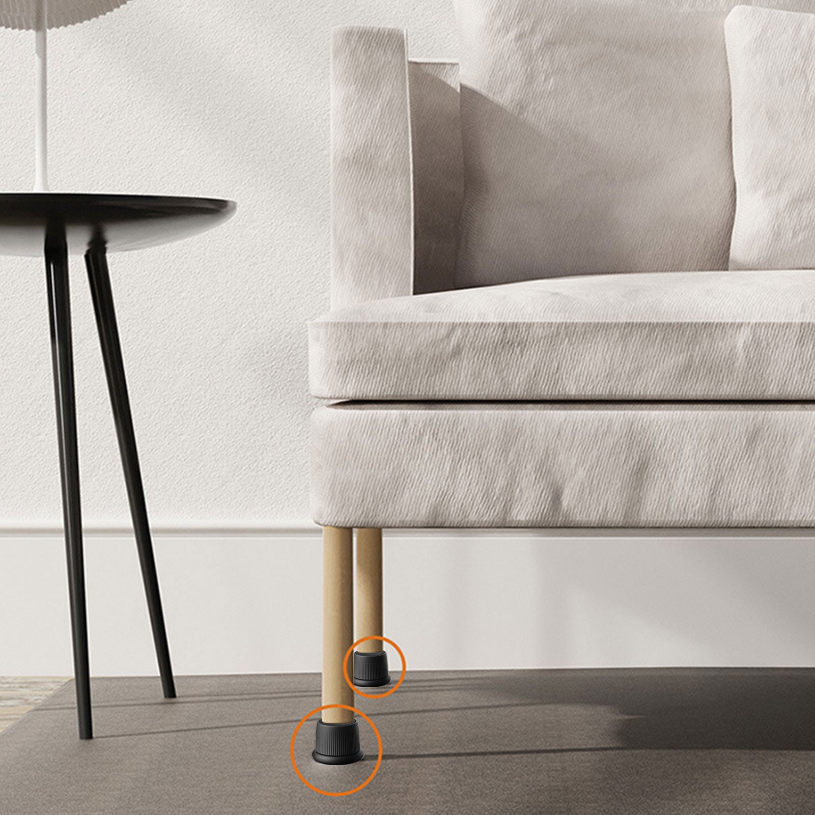 Rehausseurs de meubles 8 pièces, 40-65 mm de haut, rehausseurs de lit réglables pour lit, canapé, tables, meuble TV (noir) - 5