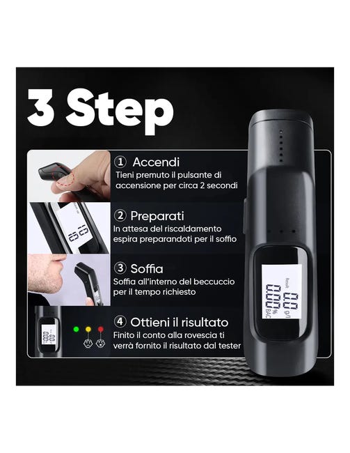 ETILOMETRO PORTATILE PER Alcol Test, Misuratore di Alcol EUR 20,00 ETILOMETRO PORTATILE PER Alcol Test, Misuratore di Alcol EUR 20,00