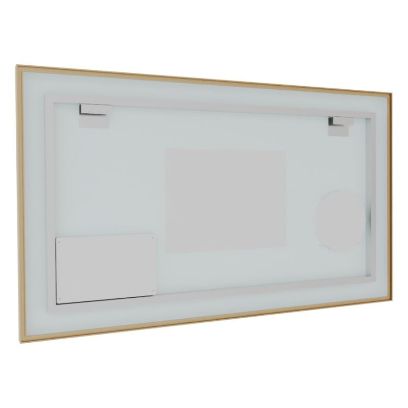 Miroir LED cadre doré CARA 120 cm x 70 cm - antibuée, horloge et loupe - 5