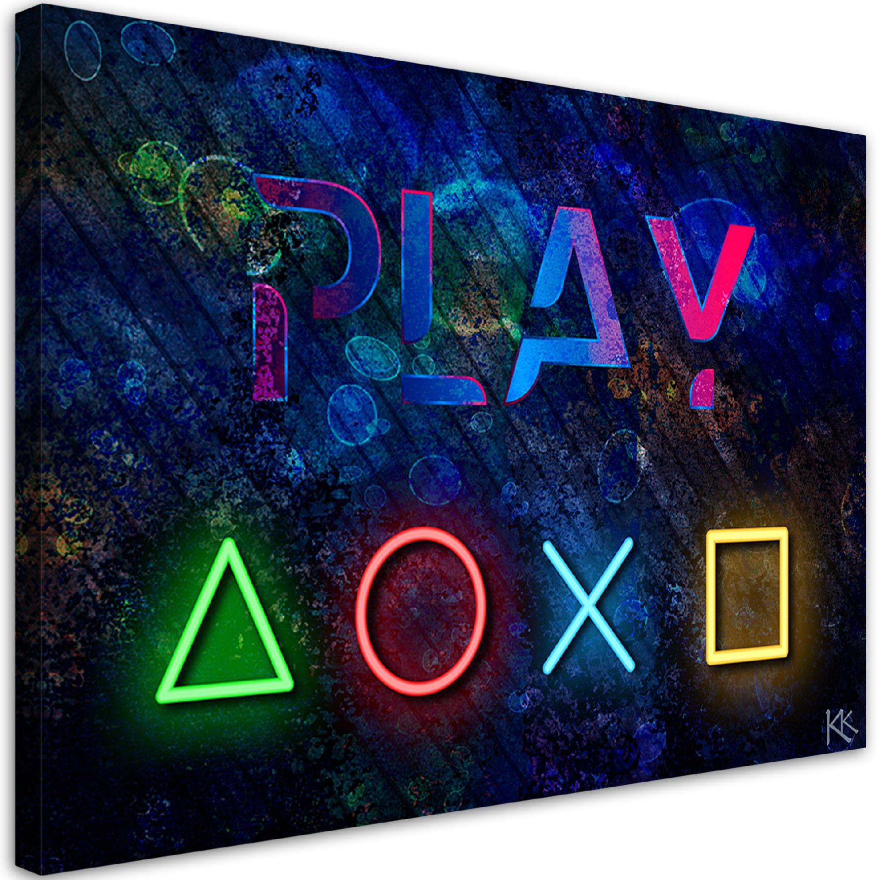 Obraz na płótnie, Przyciski do kontrolera i napis play 90x60