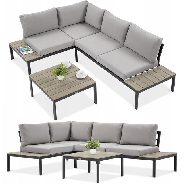 Narożnik Ogrodowy Focus Garden Wypoczynkowy Freemont Zestaw Stolik Szary Drewno 1 szt