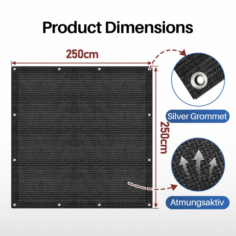 Tapis de Tente en HDPE 250X250cm Noir Tapis d'extérieur Tapis de Voyage de Camping Sac de Transport Inclus - 2