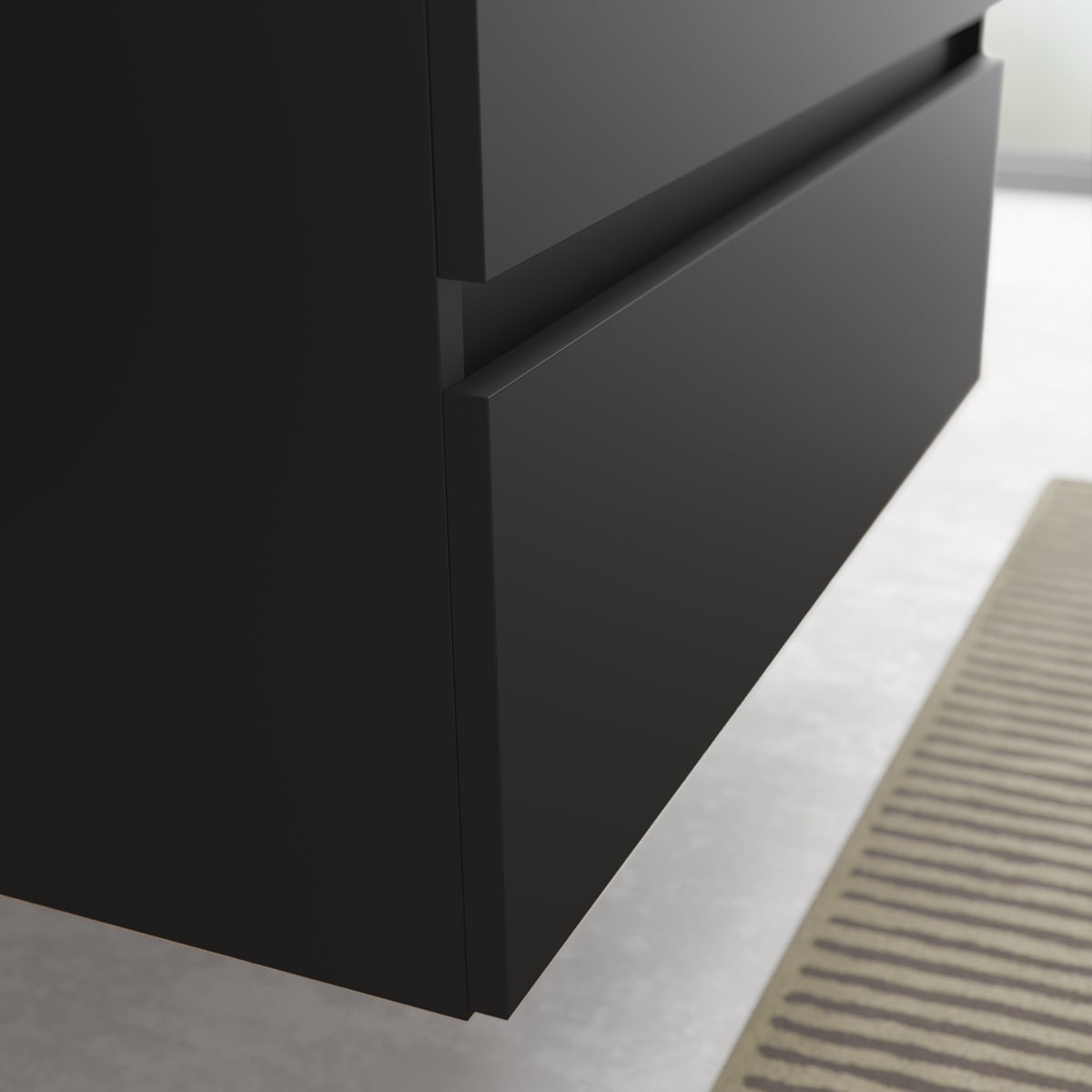 Meuble de salle de bain BEQUIA 60cm Noir mat | Vasque Porcelaine - 4