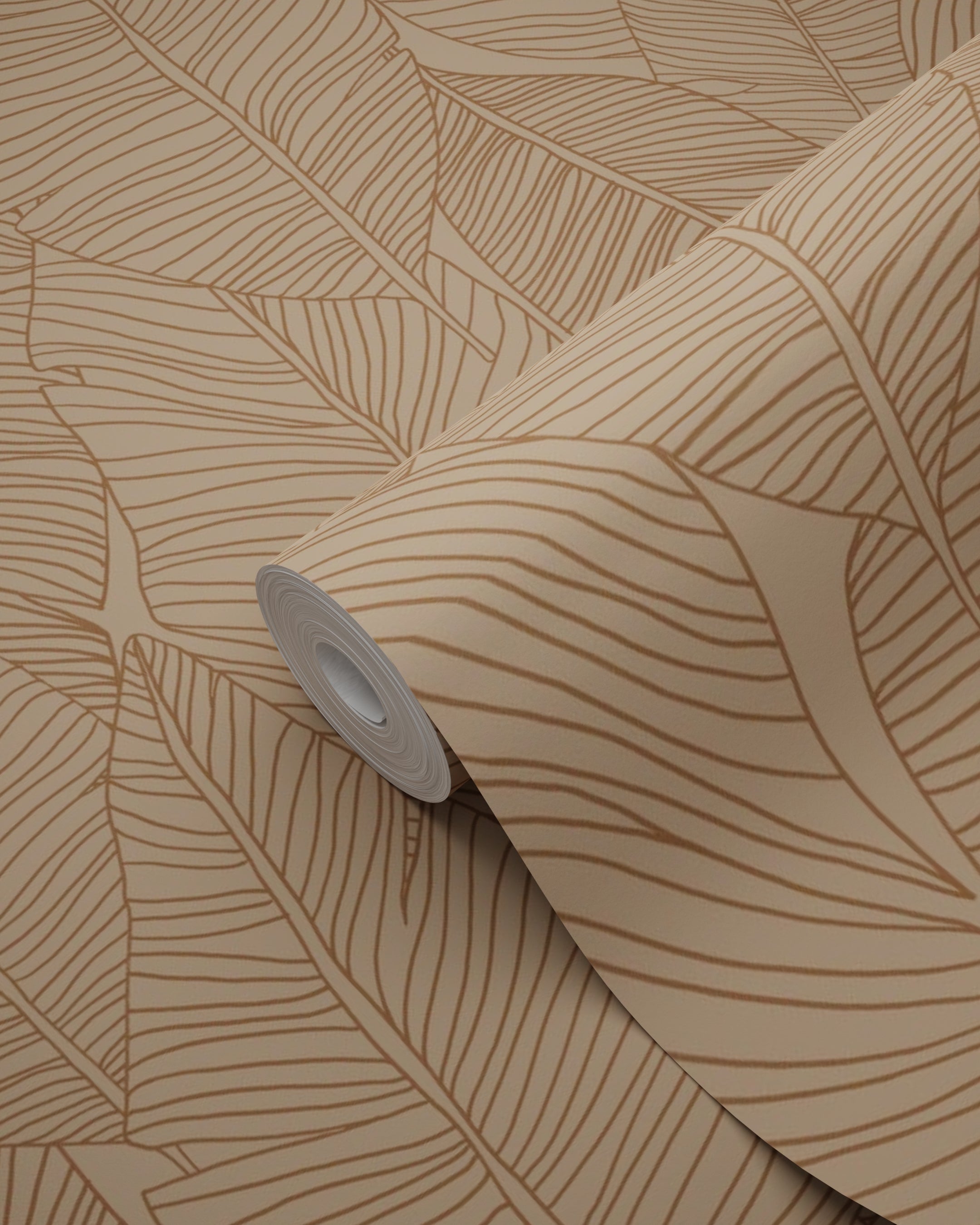 Papier peint feuilles dessinées rose terracotta - 53 cm x 10.05 m - ESTAhome - 9