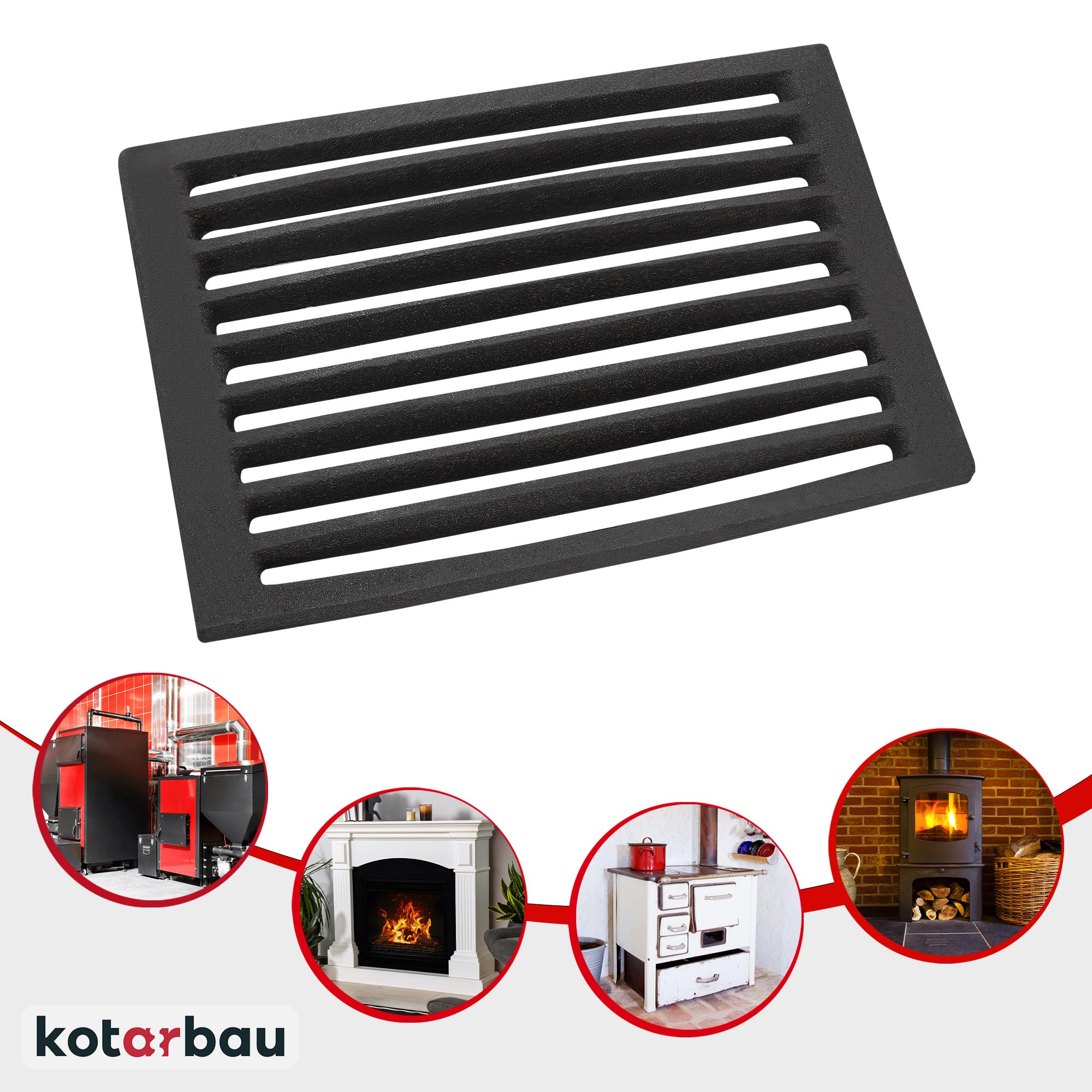 Grille de Cheminée en fonte 30 x 20,5 cm - Grille en fonte carrée - Résiste aux températures élevées - KOTARBAU - 5