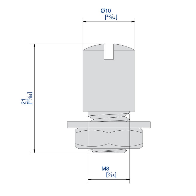 Butée cylindrique en acier galvanisé pour portes doubles se rejoignant au centre - 2
