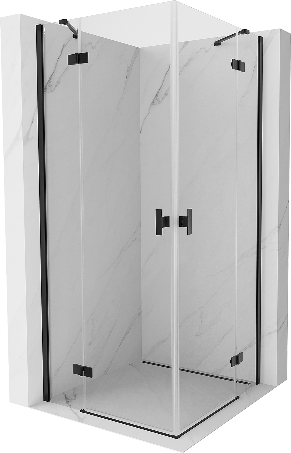 Mexen Mist-H Duo kabina prysznicowa uchylna 70 x 70 cm, transparent, czarna - 8A5-070L-070P-70-00