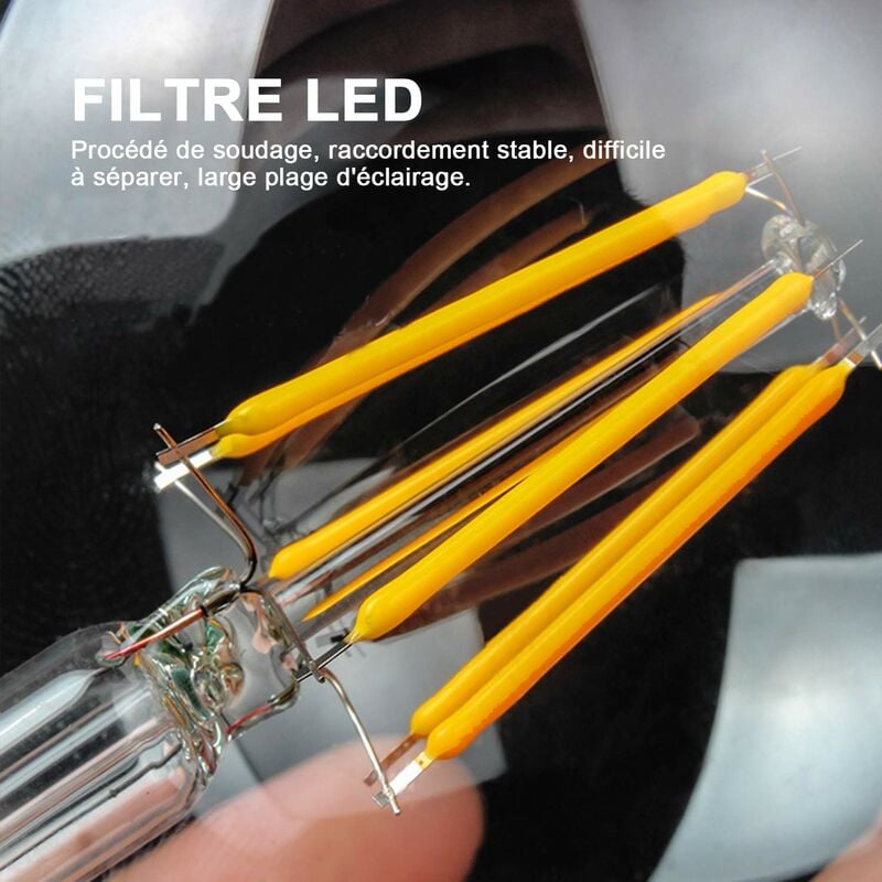 Lot de 4 Ampoules LED Edison Vintage G95 E27, 6W, Blanc Chaud 2200K, Ampoule Rétro à Filament, Equivalent à Ampoule Incandescente 54W, Non-Dimmable - 4